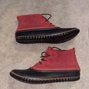 Red sorel boots